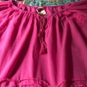 Ralph Lauren Hot Pink Gauzy Peasant Top